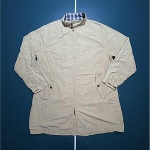 Vintage Ralph Lauren Polo Trench Coat Jacket Mens XL Beige Plaid Collar 90s